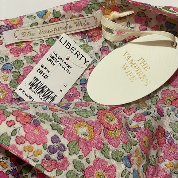 NWT The Vampire's Wife CryBaby Dress - Liberty Fabrics Betsy Linen In Pink UK 12 - Picture 14 of 16